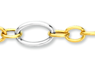 Bracciale A Maglie Alternate 8,9 Mm, 19 Cm, Oro Bicolore 18 Carati - Immagine Standard - 2