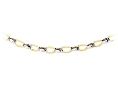 Collana A Maglia Fantasia 8,5 Mm, 43 Cm, Oro Bicolore 18 Carati