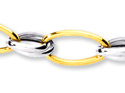 Collana A Maglia Fantasia 8,5 Mm, 43 Cm, Oro Bicolore 18 Carati - Immagine Standard - 2