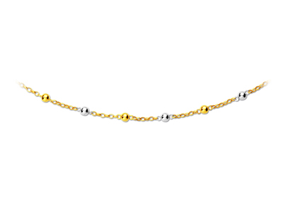 Collana A Maglie E Palline 6 Mm, 44,5 Cm, Oro Bicolore 18 Carati