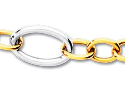 Collana A Maglie Alternate 8,9 Mm, 43,5 Cm, Oro Bicolore 18 Carati - Immagine Standard - 2