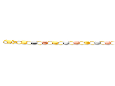 Bracciale Piccoli Ciottoli 4,7 Mm, 19 Cm, 3 Ori 18 Carati