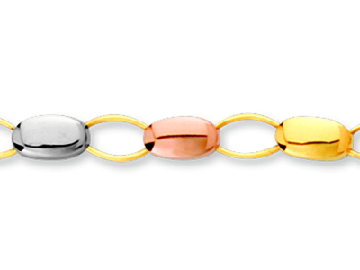 Bracciale Piccoli Ciottoli 4,7 Mm, 19 Cm, 3 Ori 18 Carati - Immagine Standard - 2