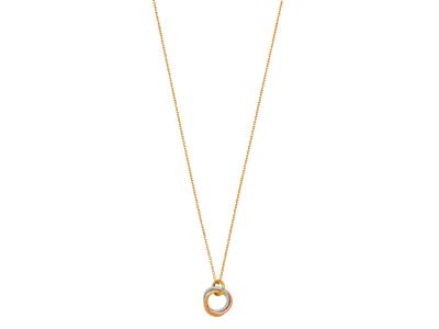 Collana A Catena Con Pendente A 3 Cerchi Intrecciati, 44 Cm, In Oro Bicolore 18 Carati