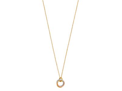 Collana Catena Con Pendente 3 Cerchi Intrecciati, 44 Cm, Oro Bicolore 18 Ct. - Immagine Standard - 1