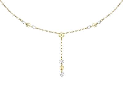 Collana y Motivo Fiori 1,7 Mm, 42 Cm, Oro Bicolore 18 Ct.