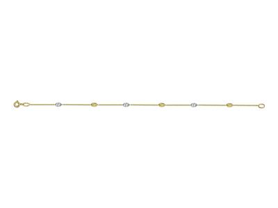 Bracciale Olive Ciselées 3 X 5 Mm, 19 Cm, Oro Bicolore 18 Carati