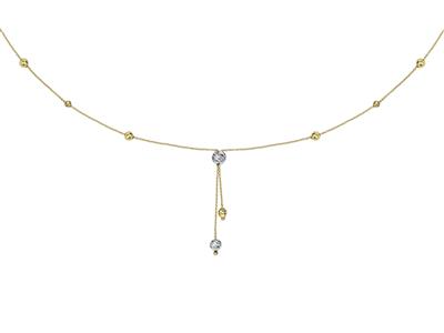 Collana y Sfere Cesellate 0,7 Mm, 42 Cm, Oro Bicolore 18k