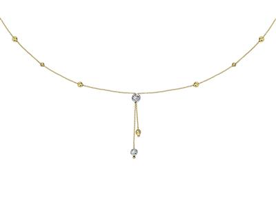 Collana y Sfere Cesellate 0,7 Mm, 42 Cm, Oro Bicolore 18k