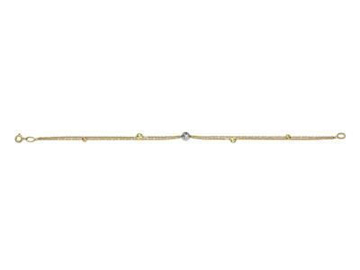 Bracciale 2 File Palline Cesellate 345 Mm, 19 Cm, Oro Bicolore 18 Carati