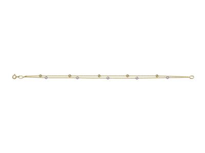 Bracciale A 2 File Con Sfere Cesellate Da 3 Mm, 19 Cm, Oro Bicolore 18 Carati - Immagine Standard - 1