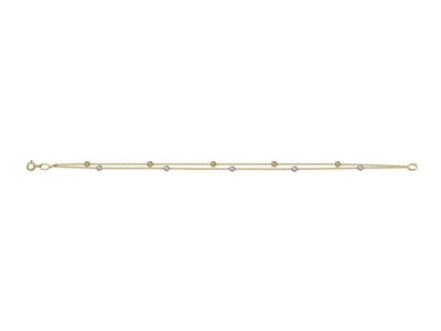 Bracciale A 2 File Con Sfere Cesellate Da 3 Mm, 19 Cm, Oro Bicolore 18 Carati - Immagine Standard - 1