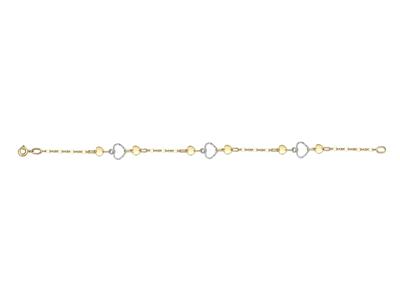 Bracciale Fantasia Di Cuori 8 X 23 Mm, 1,5 Mm, 19 Cm, Oro Bicolore 18k - Immagine Standard - 1