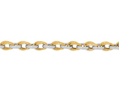 Bracciale Doppio Anello 5,30 Mm, 19cm, Oro Bicolore 18 Kt