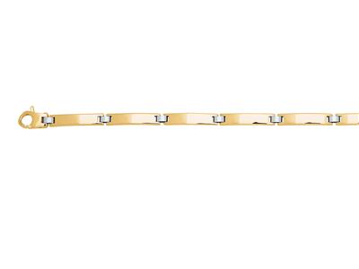 Bracciale Da Uomo, Piastre Bombate Cave Da 4 Mm, 20 Cm, In Oro Bicolore 18 Kt - Immagine Standard - 2