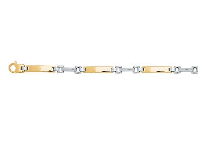 Bracciale Da Uomo, Piastre Bombate Cave Da 4 Mm, 20 Cm, In Oro Bicolore 18 Kt - Immagine Standard - 2