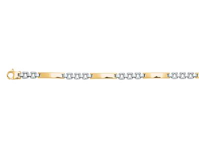 Bracciale Da Uomo, Piastre Cave Alternate Da 4 Mm, 20 Cm, In Oro Bicolore 18 Kt - Immagine Standard - 2