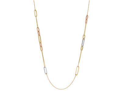 Collana Con Catena E Maglia Rettangolare, 80 Cm, 3 Ors 18k