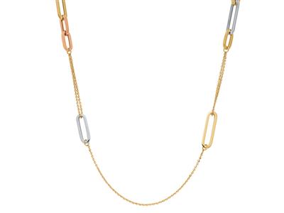 Sautoir E Maglia Rettangolare, 80 Cm, 3 Ori 18k - Immagine Standard - 2