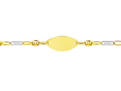 Identit@ Per Bambino Maglie Di Chicchi Di Caff} Alternati Oro Bianco, Placca Ovale, 14 Cm, Oro Bicolore 1 - Immagine Standard - 2