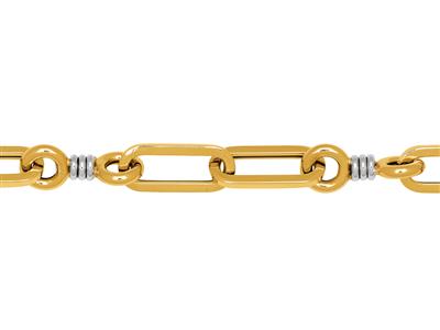 Bracciale Rettangoli E Cerchi Alternati, 20 Cm, Oro Bicolore 18k - Immagine Standard - 2