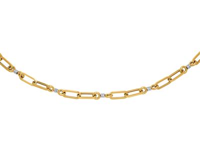 Collana, Rettangoli E Cerchi, 50 Cm, Oro Bicolore 18k