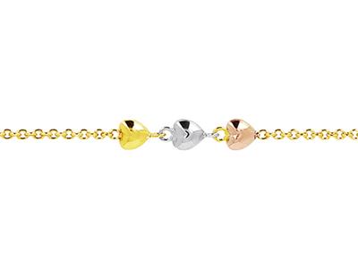 Bracciale A Catena 3 Cuori, Junior 14/16 Cm, 3 Ors 18k - Immagine Standard - 2