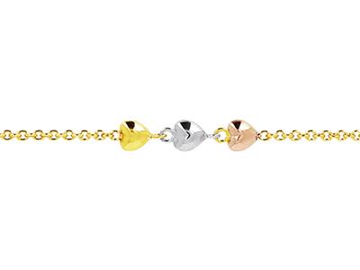 Bracciale A Catena 3 Cuori, Junior 14/16 Cm, 3 Ors 18k - Immagine Standard - 2