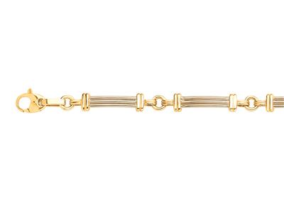 Bracciale Con Piastre Solide Da 9 Mm, 21 Cm, Oro Bicolore 18 Carati