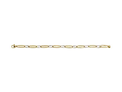 Bracciale Fantasia A Maglia Rettangolore Da 6 Mm, Tubo Cavo, 19,50 Mm, Oro Bicolore 18 Ct.
