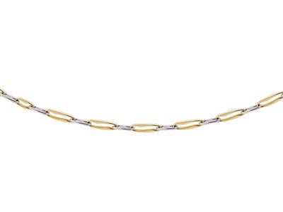 Collana, Maglia Rettangolore 6 Mm, Tubo Cavo, 45,50 Cm, Oro Bicolore 18 Ct.