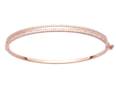 Bracciale A 2 File In Ossido Di Zirconio, 60 X 52 Mm, Oro Rosa 18 Carati - Immagine Standard - 1