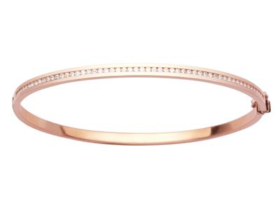 Bracciale Rigido Da 3 Mm, Bordo Liscio, Interno In Ossidi Di Zirconio,63 X 52 Mm, Oro Rosa 18 Carati - Immagine Standard - 1
