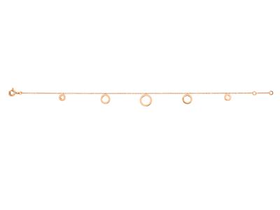 Bracciale A Catena Rotonda Forat, 5 Cerchi Cadenti, 17-18 Cm, Oro Rosa 18 Carati