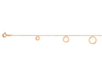 Bracciale A Catena Forçat Rotondo, 5 Cerchi Cadenti, 17-18 Cm, Oro Rosa 18 Ct. - Immagine Standard - 2