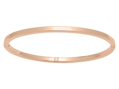 Bracciale Bangle, Filo Quadrato Massiccio 3 Mm, 60 X 50 Mm, Oro Rosso 18 Carati