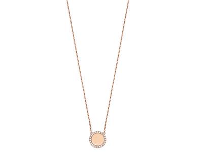 Collana Jeton Con Diamanti 0,19ct, 42 Cm, Oro Rosa 18 Carati