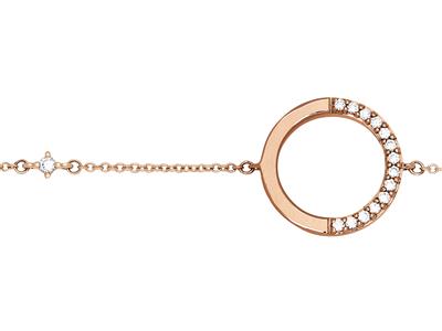 Bracciale A Catena Circolare Con Diamanti Da 0,08 Ct Su Catena, 16-18 Cm, Oro Rosa 18 Carati - Immagine Standard - 2