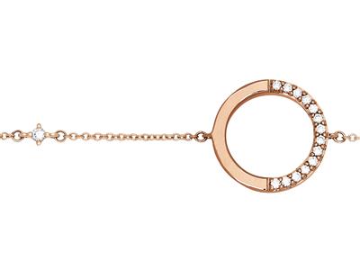 Bracciale A Catena Con Diamanti 0,08ct Su Catena, 16-18 Cm, Oro Rosa 18k - Immagine Standard - 2