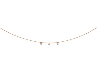 Collana Con 3 Pendenti, Diamanti Da0,09 Ct, 38-40-42 Cm, Oro Rosa 18 Carati