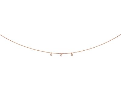 Collana 3 Pendenti, Diamanti 0,09ct, 38-40-42 Cm, Oro Rosa 18 Ct.