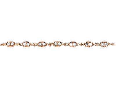 Bracciale A Catena Con Diamanti 0,12ct, 16-17-18 Cm, Oro Rosa 18k - Immagine Standard - 2