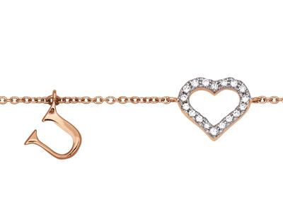 Bracciale A Catena Love U Con Diamanti Da 0,06 Ct, 15,5-16,5-17,5 Cm, Oro Rosa 18 Carati - Immagine Standard - 2