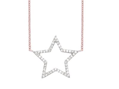 Collana Star, Diamanti 0,14ct, 38-40-42 Cm, Oro Rosa 18k