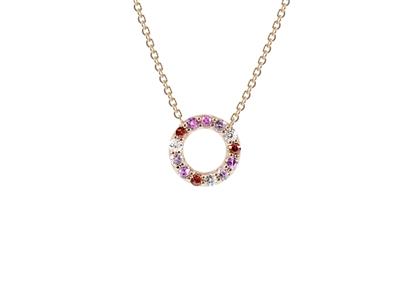 Collana A Cerchio Arcobaleno Di 10 Mm, Diamanti 0,06 Carati, Zaffiri Rosa E Arancio 0,27 Carati, 40-42-5 Cm, Oro Rosa 18kt