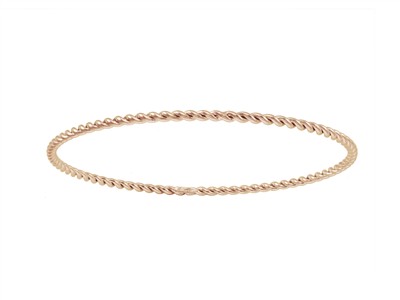 Bracciale Rigido 2 Tubi Ritorti 2 Mm, Diametro Interno 63 Mm, Oro Rosso 18 Kt