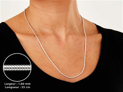 Catena A Serpente Tonda 1,6 Mm, 55 Cm, Argento 925 - Immagine Standard - 3