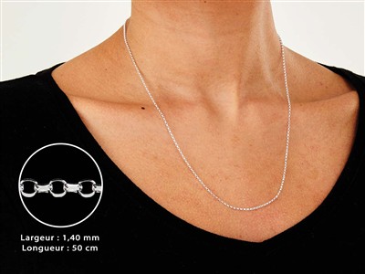Catena Maglia Jaseron Diamantata 1,4 Mm, 50 Cm, Argento 925 - Immagine Standard - 3