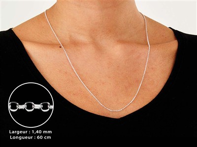 Catena Maglia Jaseron Diamantata 1,4 Mm, 60 Cm, Argento 925 - Immagine Standard - 3