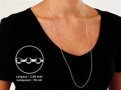 Catena A Maglie Jaseron Diamantata 1,4 Mm, 76 Cm, Argento 925 - Immagine Standard - 3